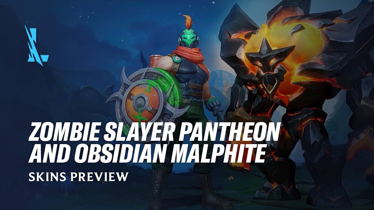 League Of Legends: Wild Rift : Zombie Slayer Pantheon And Obsidian Malphite Skins Preview