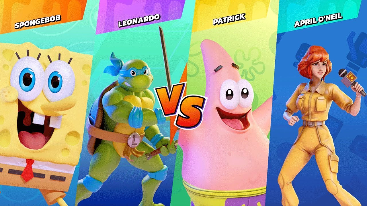 image 0 Nickelodeon All-star Brawl Gameplay - Spongebob Vs. Leonardo Vs. Patrick Vs. April O'neil